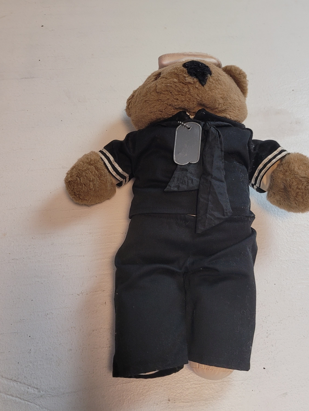 Plush Sailor Bear Toy in Brown and Black